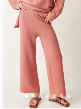 Free People Beach waffle knot Hailee wide Leg pants Rust Orange